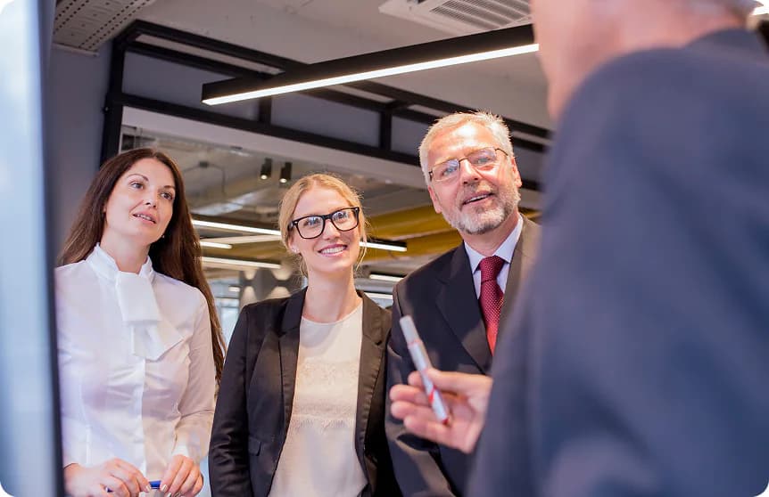 Professionals discussing an ESG report